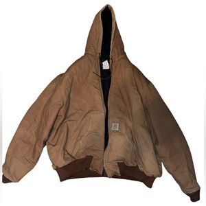 Vintage Carhartt Mens Canvas Full Zip Jacket Hooded J04 BRN Union Made USA 4XL
